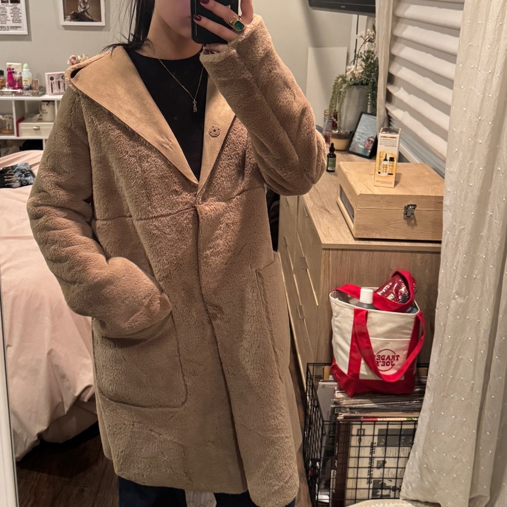 Zara Reversible Suede/Faux Fur Tan Coat